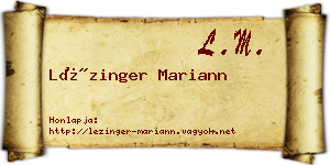 Lézinger Mariann névjegykártya